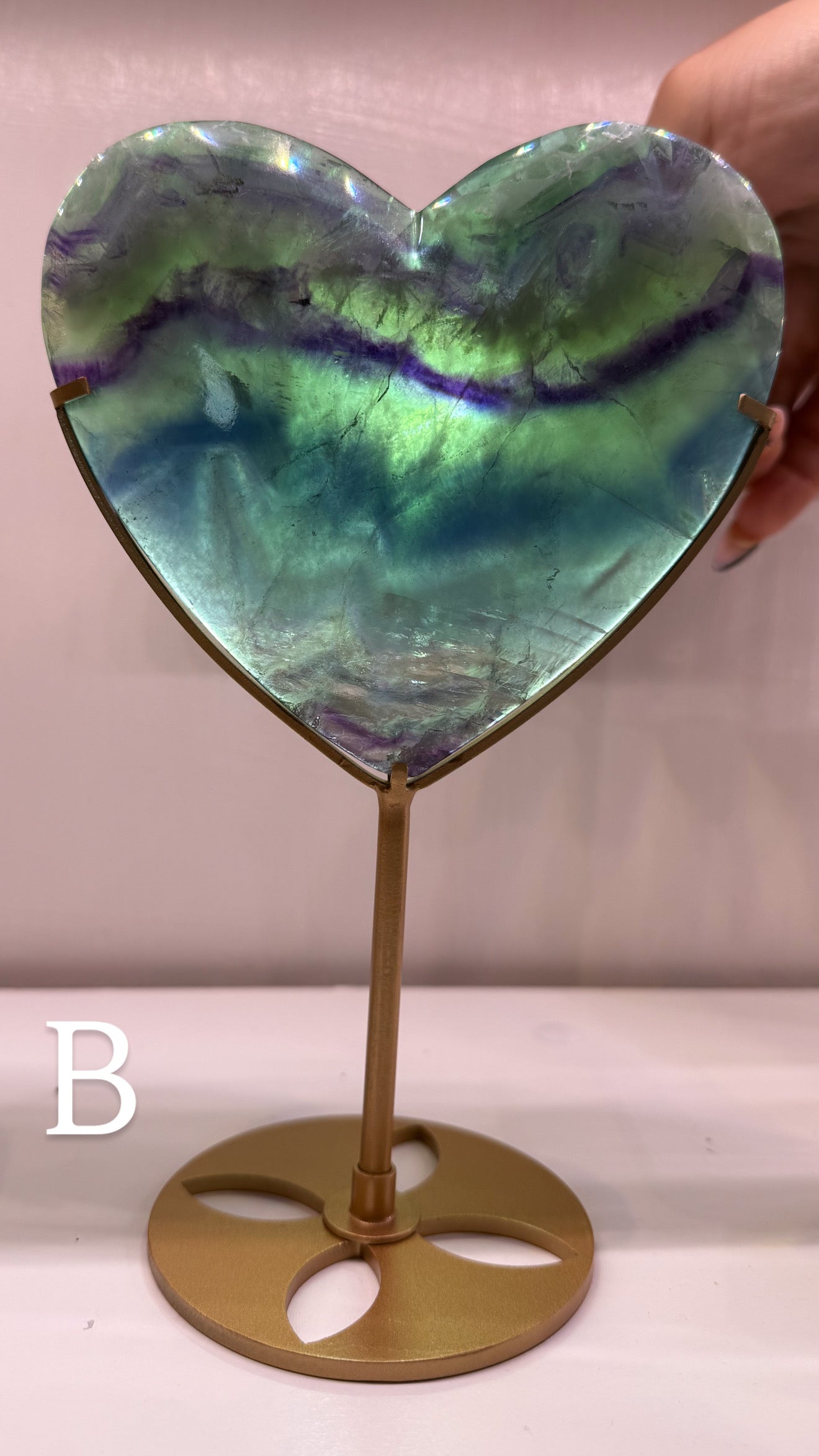 Rainbow Flourite heart