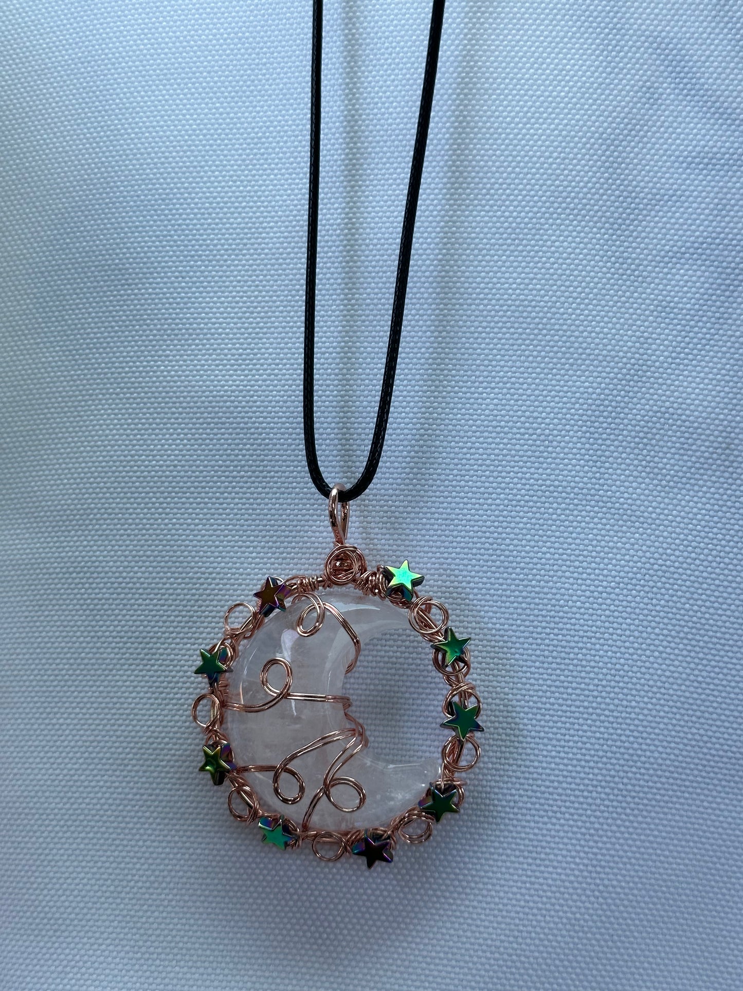 Clear quartz crescent, necklace
