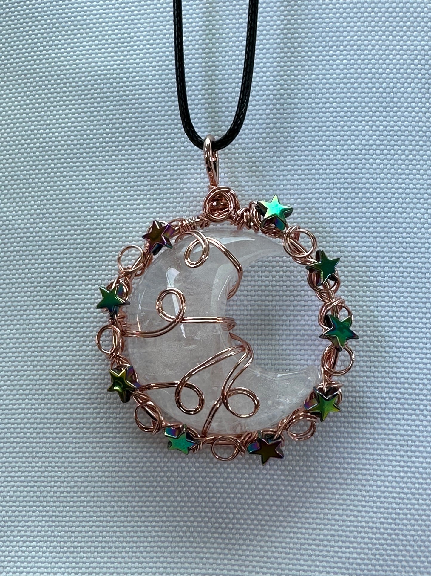 Clear quartz crescent, necklace