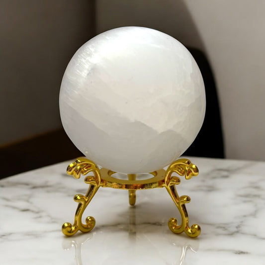 Small Selenite sphere with stand