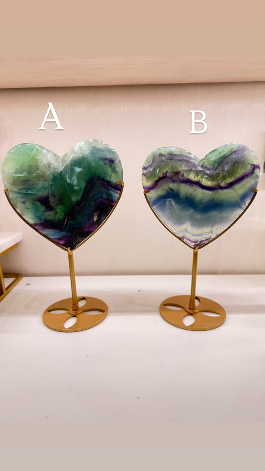 Rainbow Flourite heart