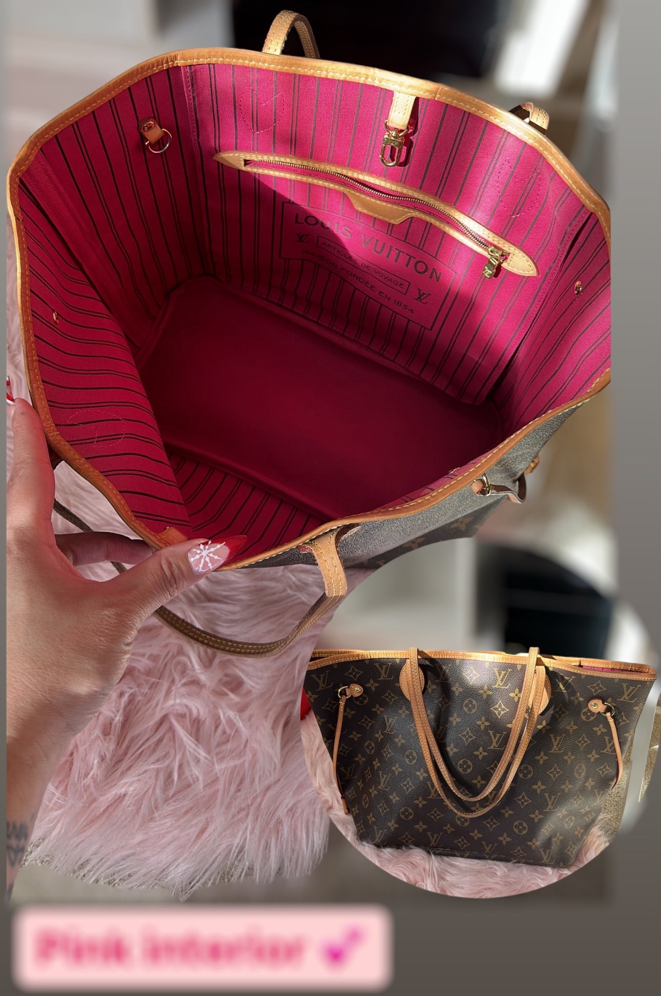 Authentic Lv Neverfull (mm) PINK