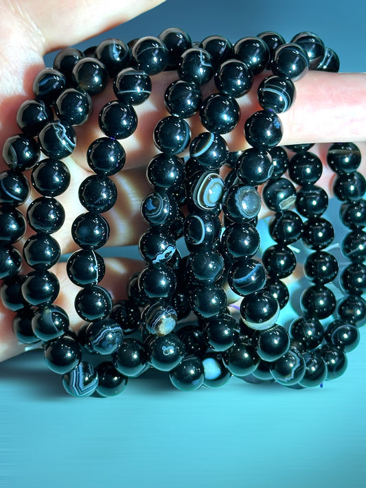 Black lace agate (8mm)