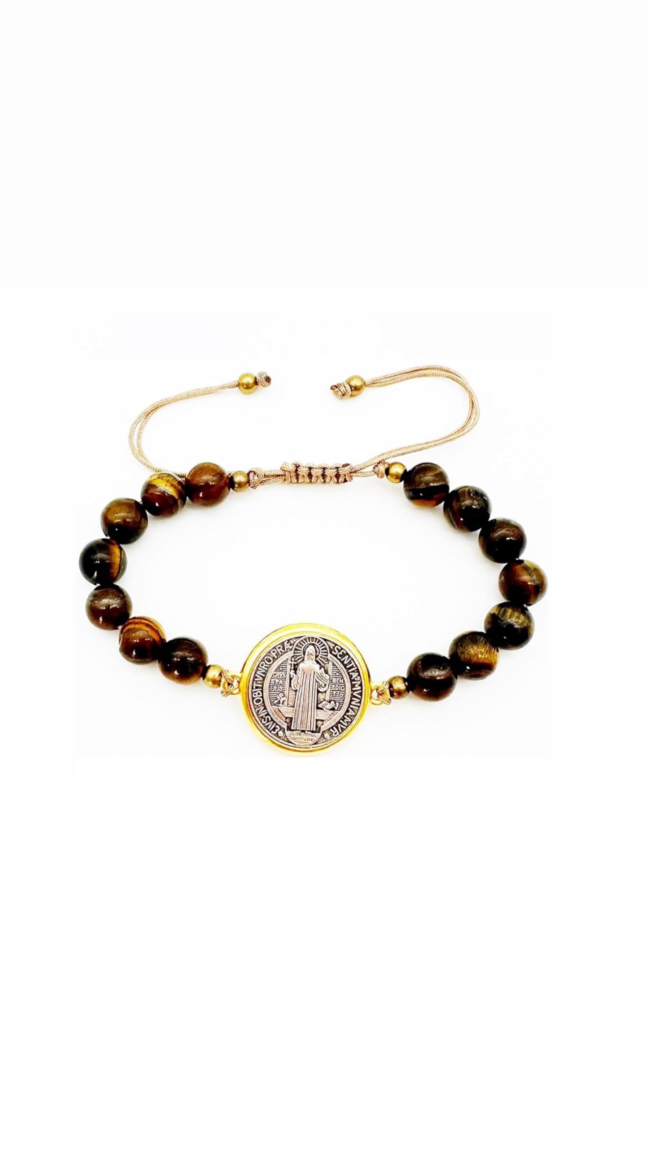 Pulsera ojo de tigre con san benito