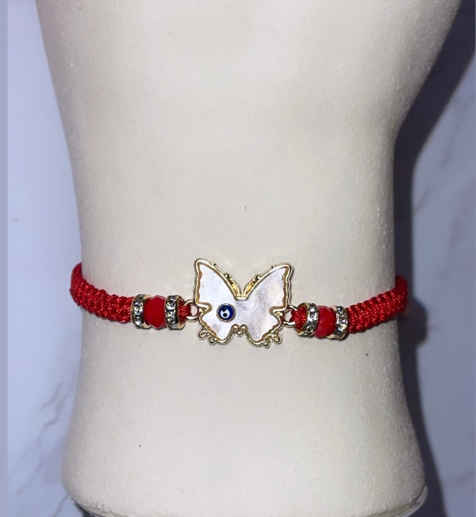 Ojo red butterfly bracelet